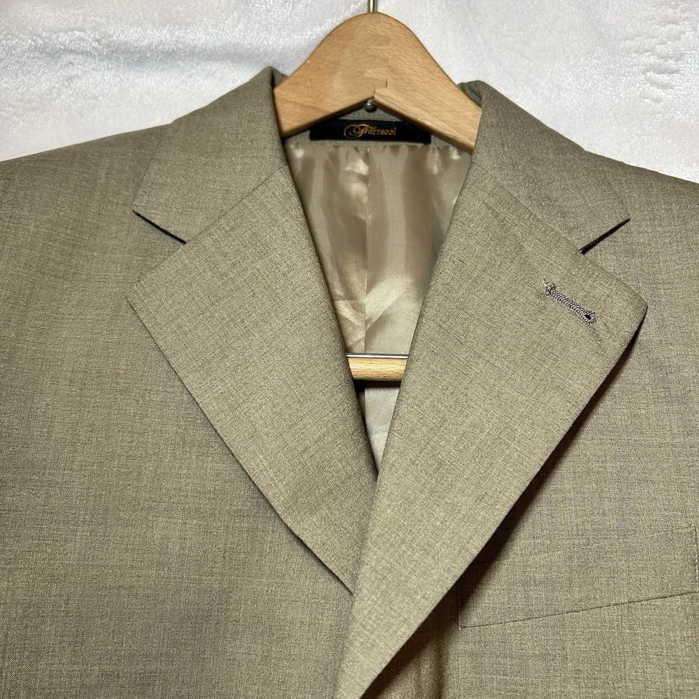 Ferrecci Italy Sand Old Money Super 150s blazer jacket sport suit coat44 R